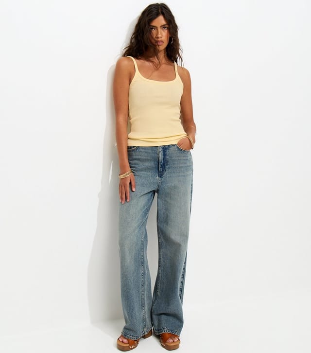 New Look Women's Light Yellow Ribbed Strappy Cami Top New Look - 2