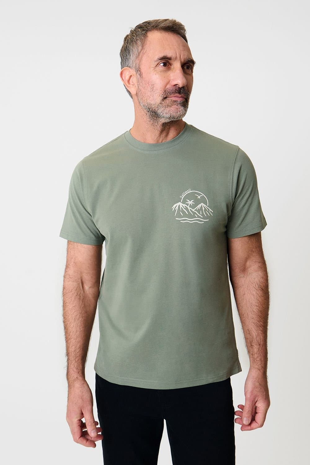 Saltwell Saltwell Men's Graphic Print Cotton T-Shirt in Green