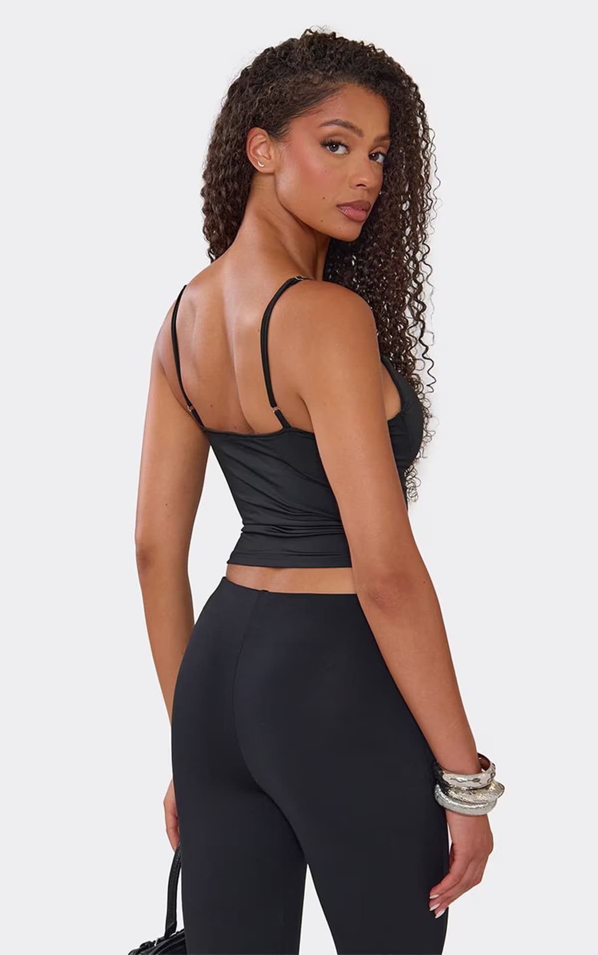 EGO EGO Black Cupped Detail Strappy Top, Women's Size UK 6