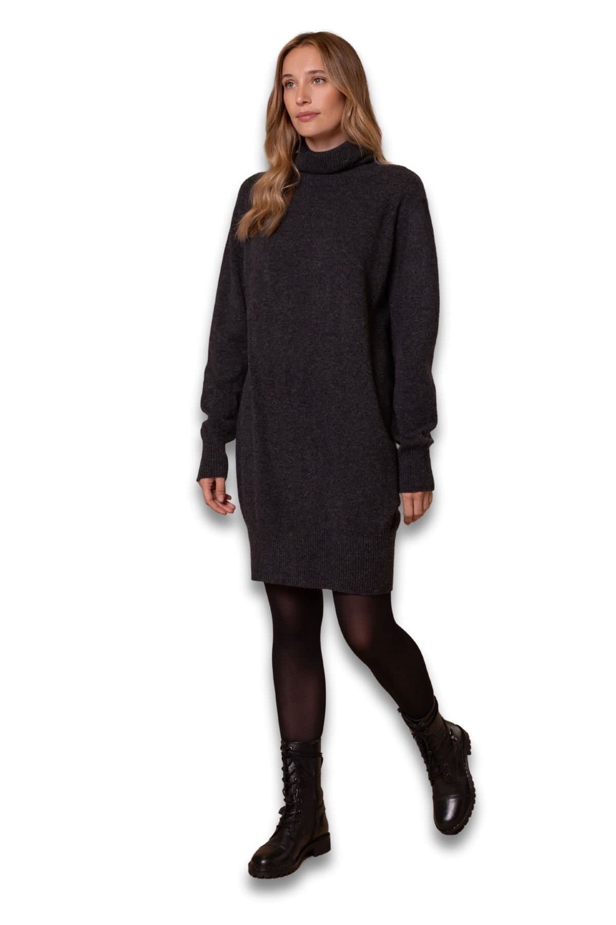 Celtic & Co Celtic & Co Women's Roll Neck Long Sleeve Dress in Dark Grey