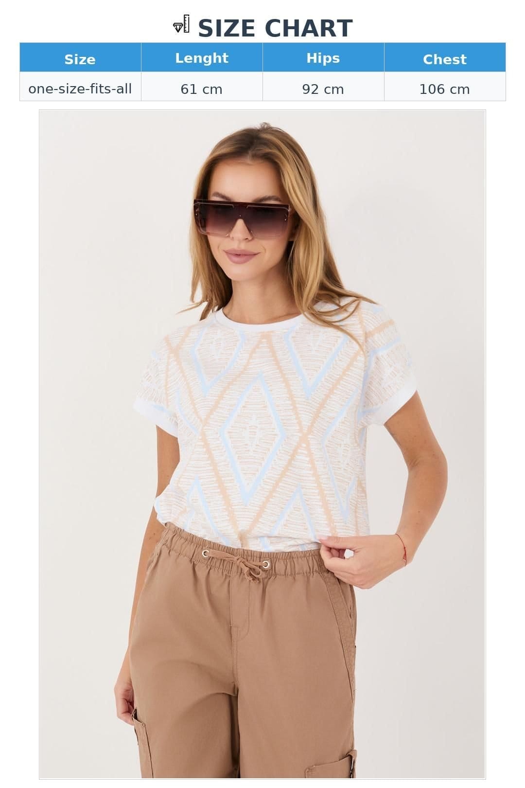 Love Lace Love Lace Women's Everyday Geometric Cotton Elastane Blouse Style 227038 in Beige - 4
