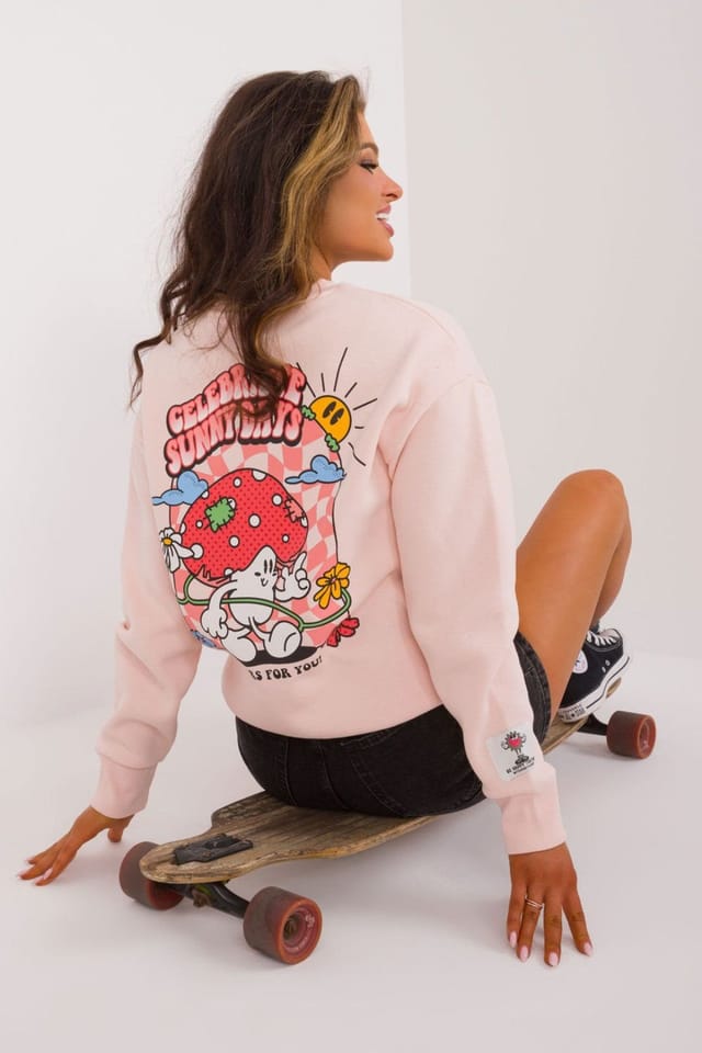 Love Lace Love Lace Women's Insulated Cotton Blend Back Print Sweatshirt in Pink - 3