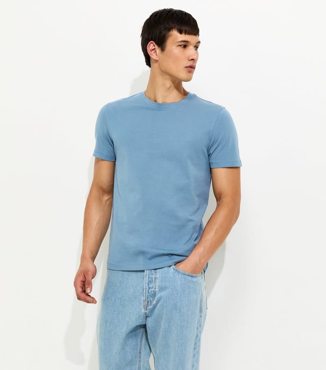 New Look Men's Bright Blue Regular Crew Neck Jersey T-Shirt New Look - 3