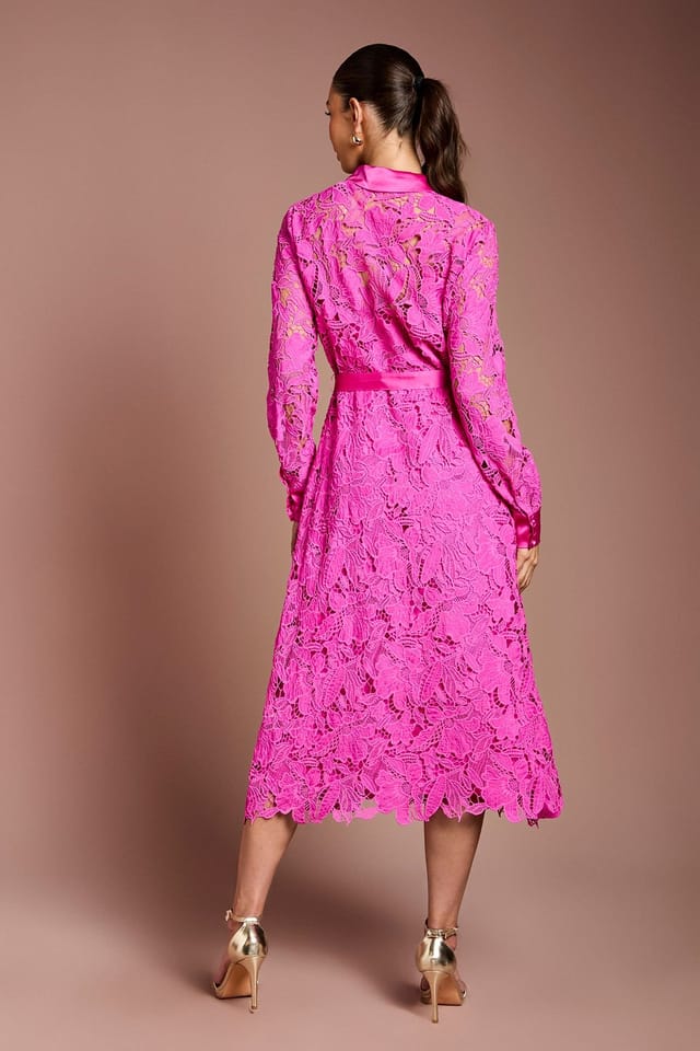 Coast Coast Women's Lace Shirt Dress in Magenta - 3