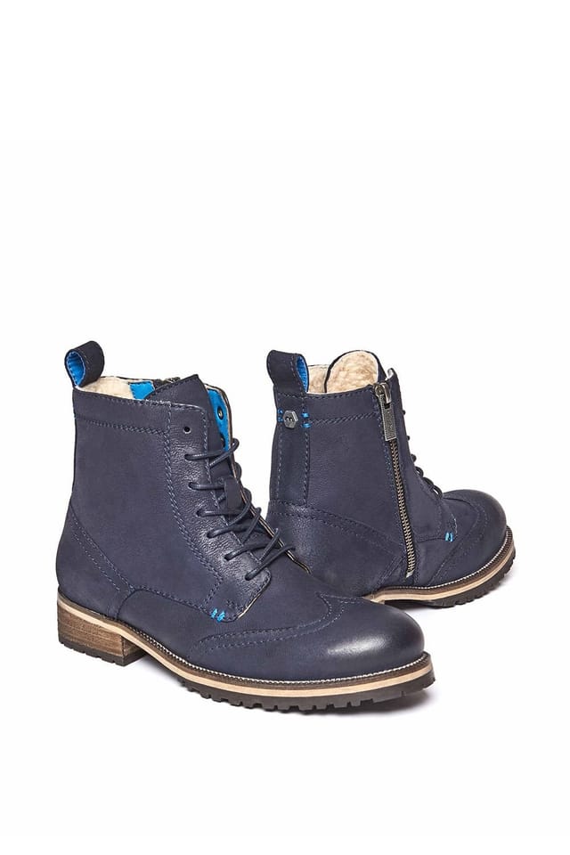 Moshulu Moshulu Women's 'Moulin' Warm Lined Lace-up Boots in Indigo - 2