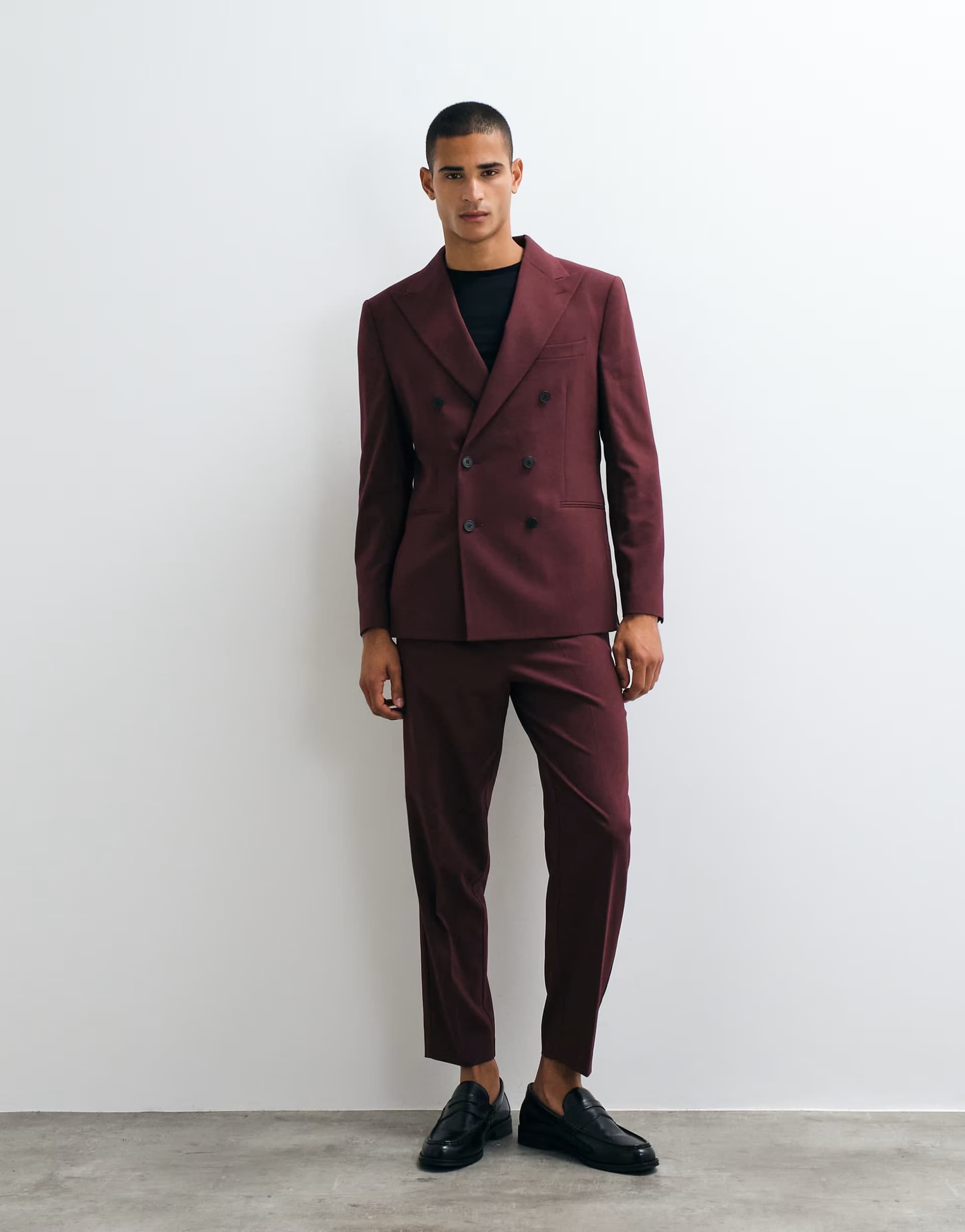 ASOS ASOS DESIGN relaxed tapered fit suit trousers in burgundy