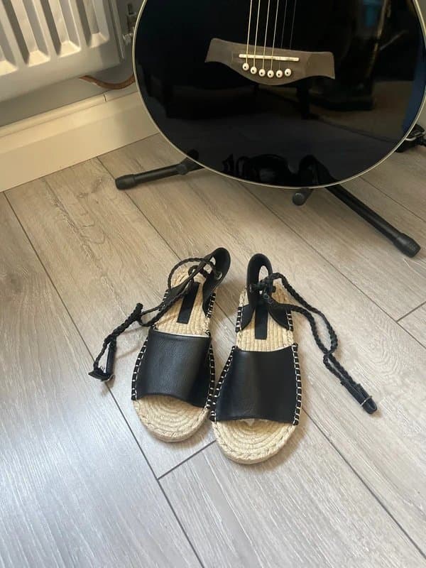 ASOS Asos design Black Lace-Up Espadrille Sandals Size 7 Boho Y2K Summer
