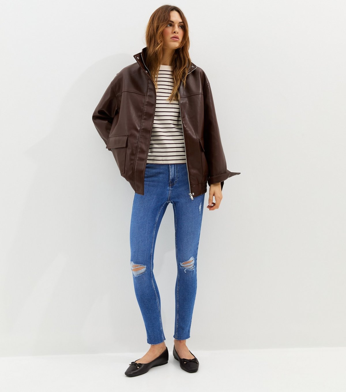 New Look Women's Blue Ripped Hallie Skinny Jeans New Look - 2