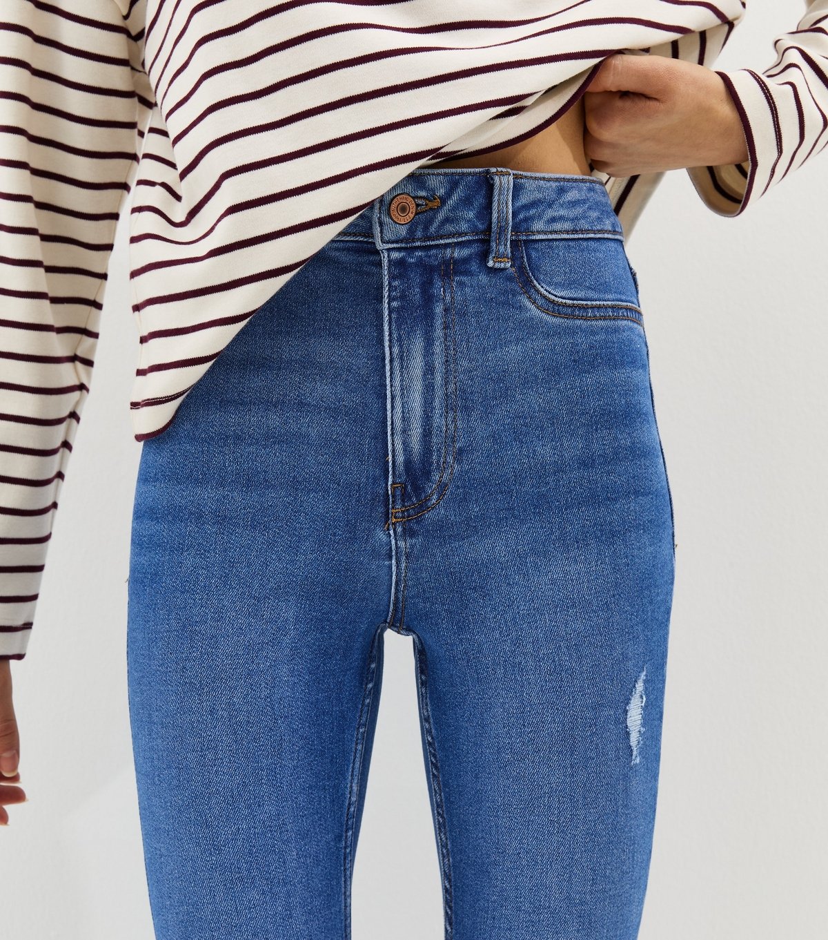 New Look Women's Blue Ripped Hallie Skinny Jeans New Look - 3