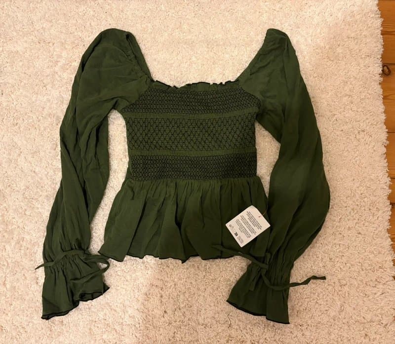 ASOS Asos square neck contrast stitching smock top in green