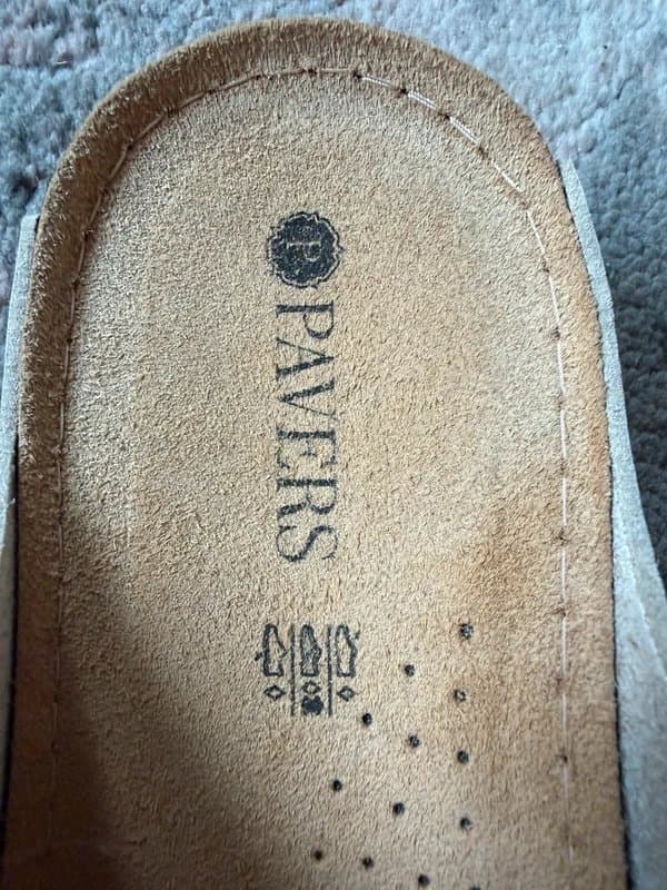 Pavers Pavers flat slip on mule sandals pewter shiny bronze size 5