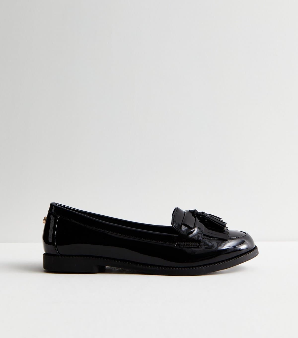 New Look Women's Black Patent Tassel Trim Loafers School New Look