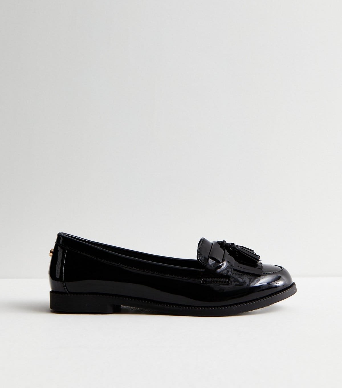 New Look Women's Black Patent Tassel Trim Loafers School New Look - 1
