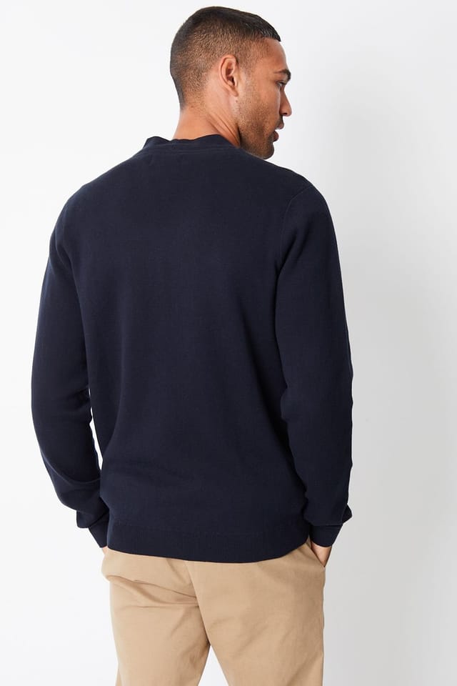 Threadbare Threadbare Men's 'Overton' Cotton Blend Knitted Cardigan in Navy - 2