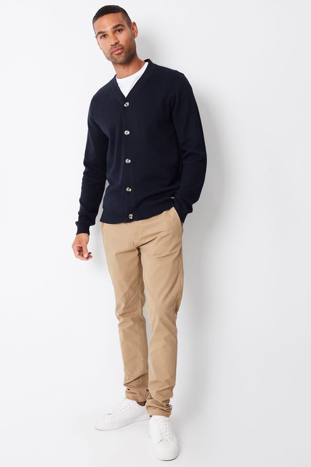 Threadbare Threadbare Men's 'Overton' Cotton Blend Knitted Cardigan in Navy - 3