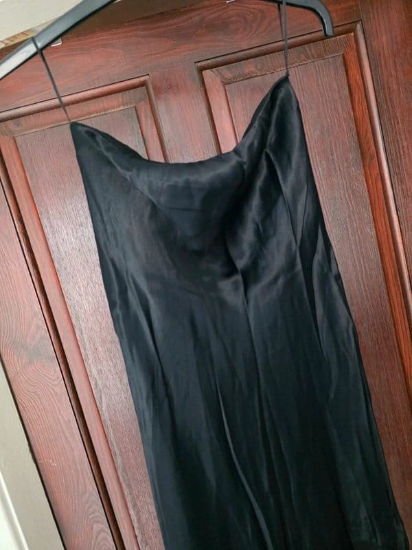 Bershka Black Satin Strapless Midi Dress