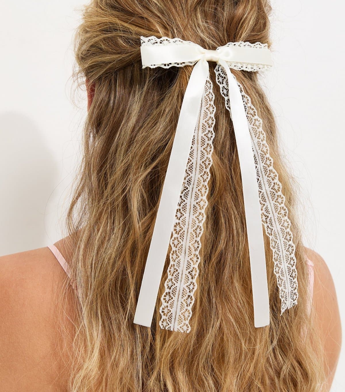New Look Cream Satin Lace Bow Hair Clip New Look