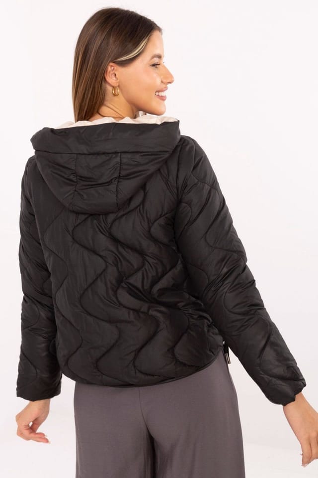 Love Lace Love Lace Women's Quilted Hooded Insulated Transitional Jacket in Black - 3
