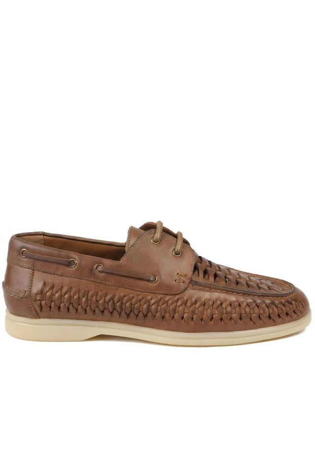 Jones Bootmaker Jones Bootmaker Men's Percey Leather Moccasin Shoes in Tan - 2