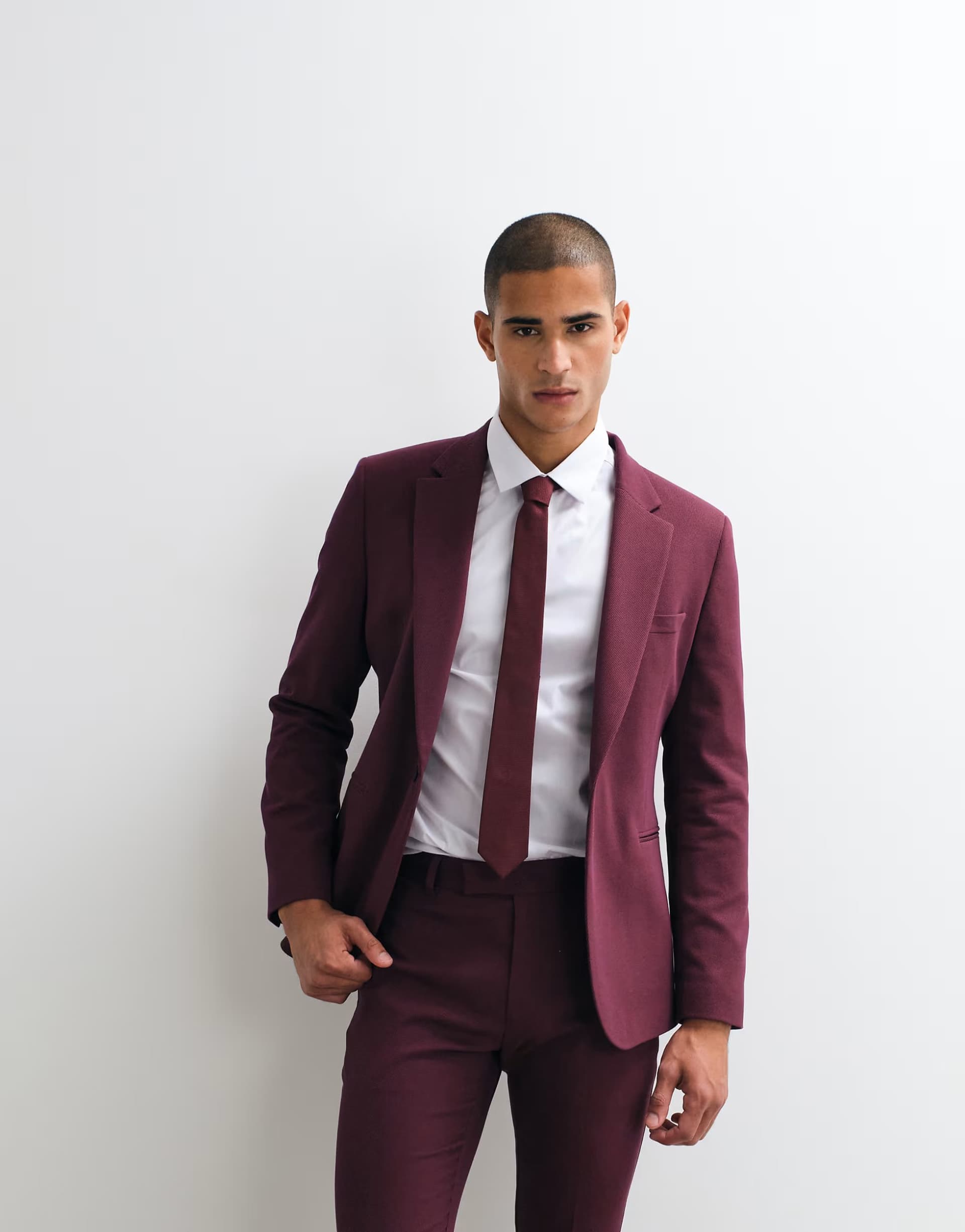 ASOS ASOS DESIGN skinny suit jacket in burgundy