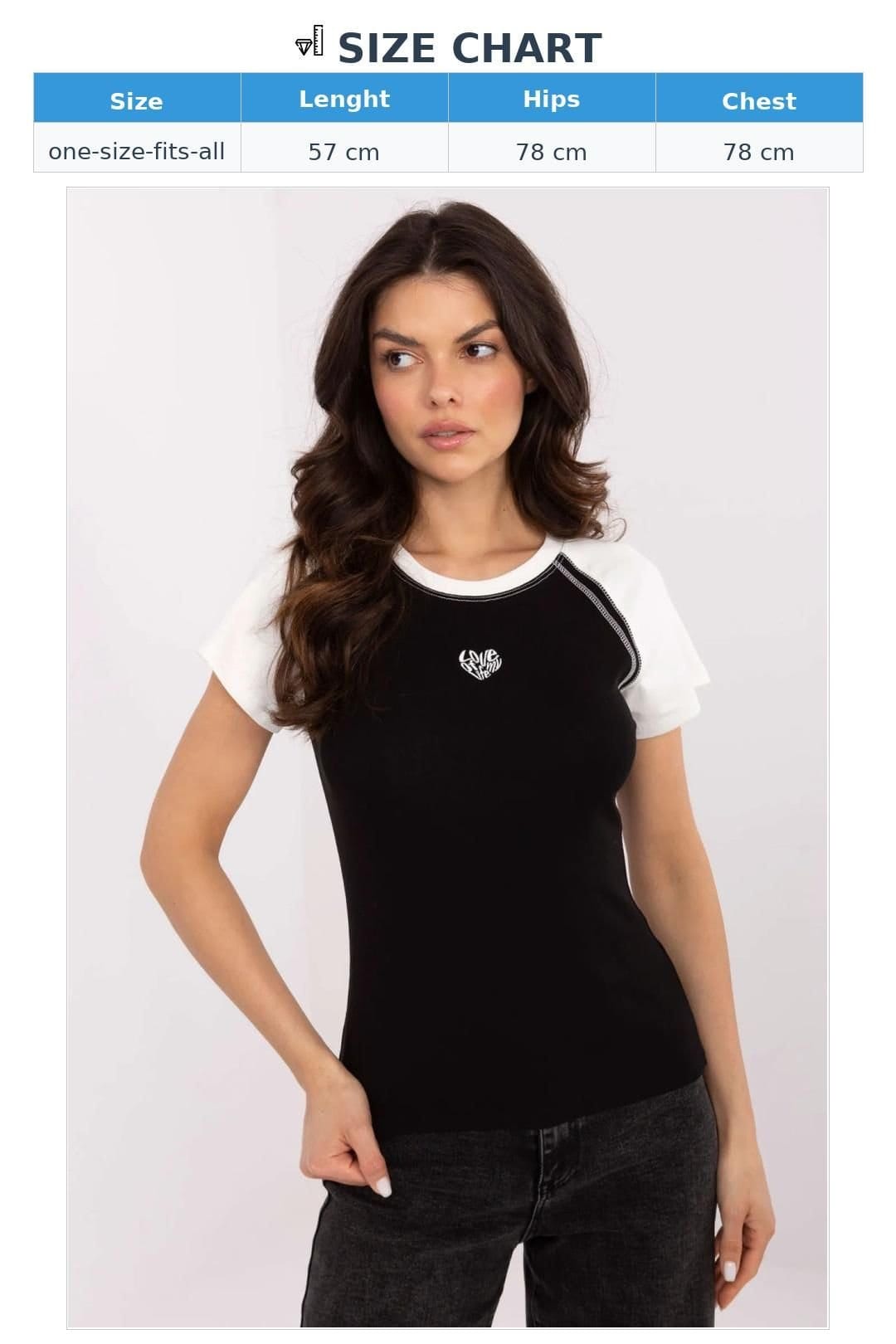Love Lace Love Lace Women's Soft Ribbed Cotton T-Shirt Heart Print in Black - 4