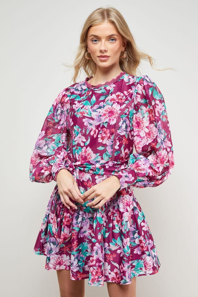 Oasis Oasis Women's Flippy Hem Belted Mini Dress in Floral - 2