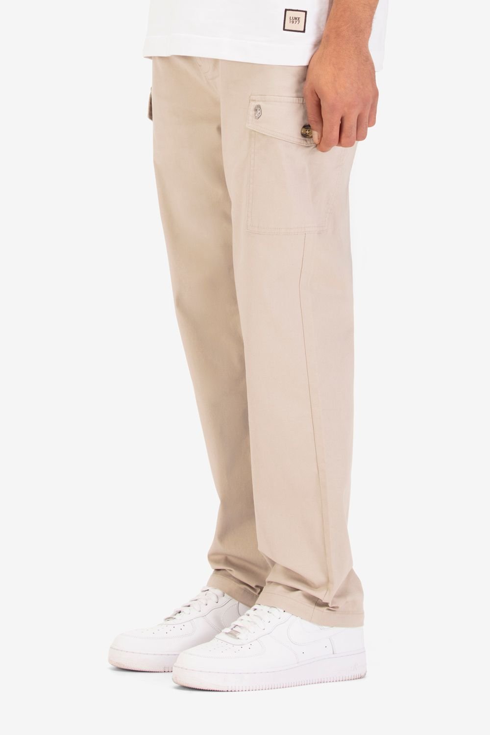 Luke 1977 Luke 1977 Men's Relaxed Future Cargo Trousers in Stone - 3