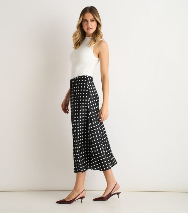 Gini London Women's Black Polka Dot Midi Skirt Gini London New Look - 3