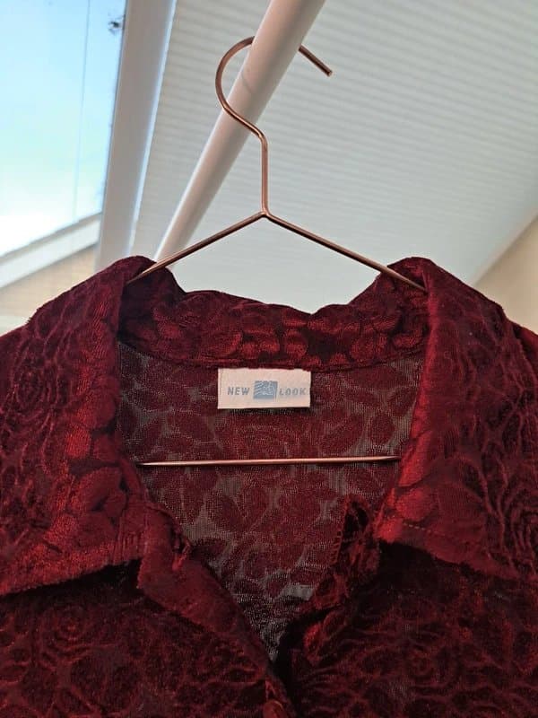 New Look Red Velvet Blouse Vintage New Look