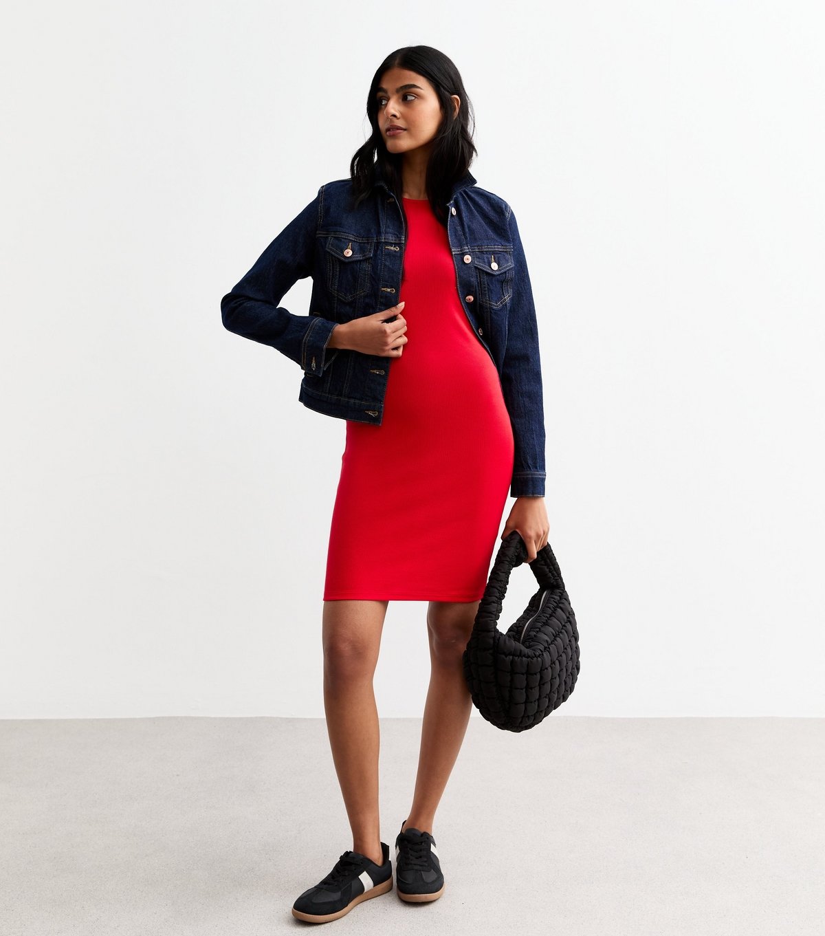 New Look Women's Red Ribbed Long Sleeved Mini Dress New Look - 3