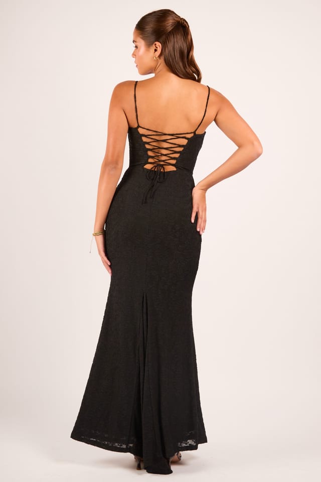 Jaded Rose Jaded Rose Women's Taria Black Floral Flocked Corset Bustier Maxi Dress - 2