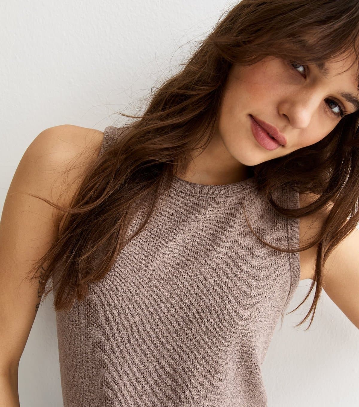 New Look Women's Tall Dark Mink Textured Knit Vest New Look