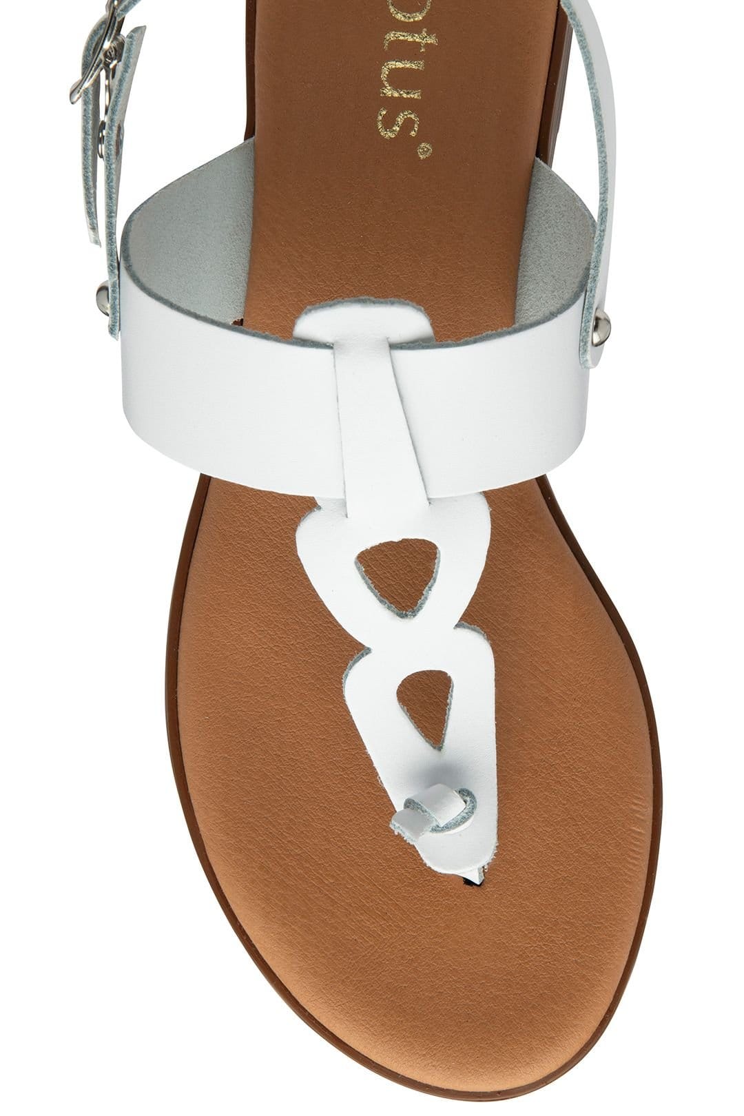 Lotus Lotus Women's White Leather 'Bibiana' Toe-Post Sandals - 4