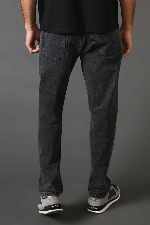 Burton Burton Men's Washed Black Stretch Straight Fit Jeans - 3