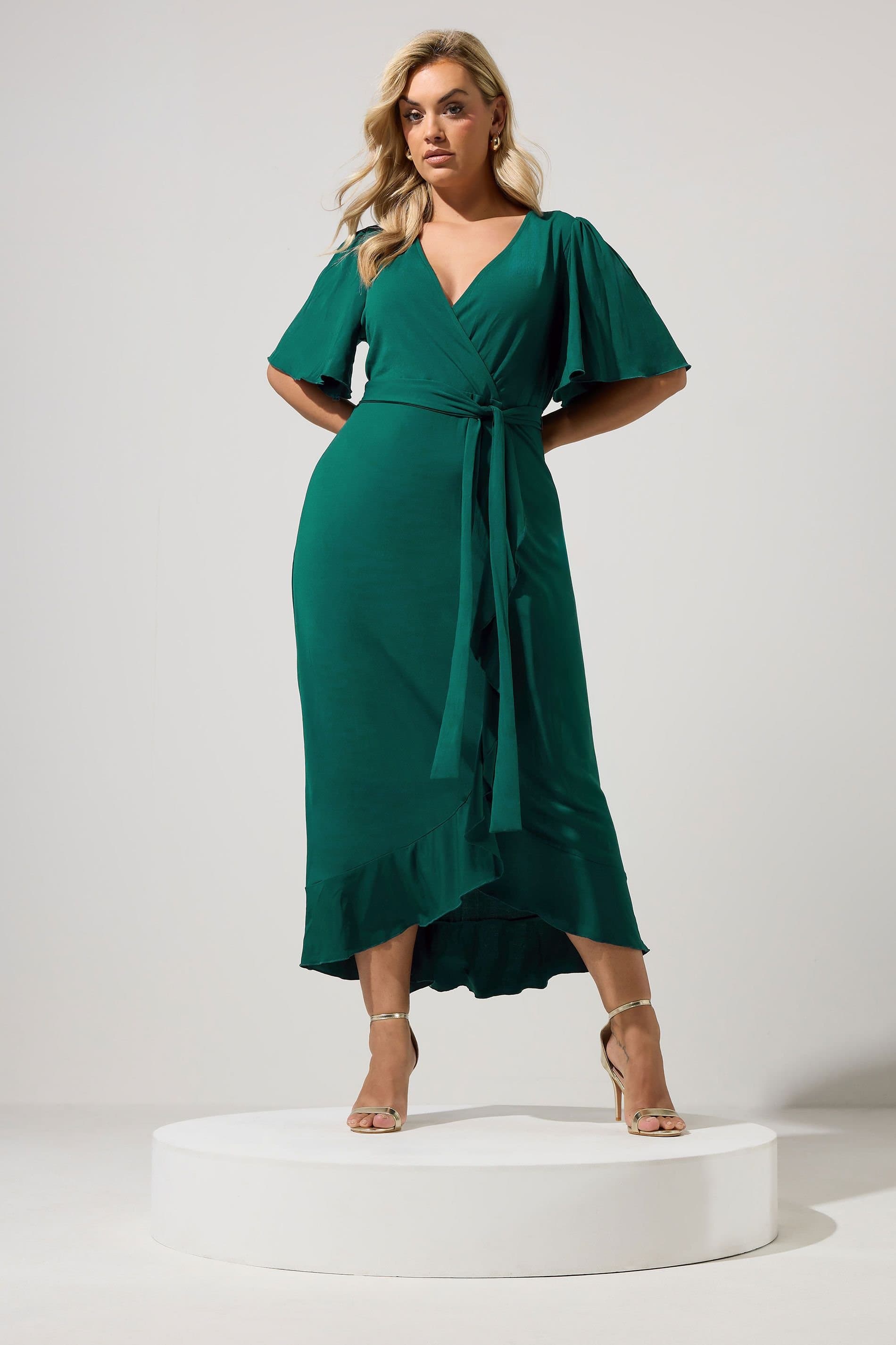 Yours Yours Women's Ruffle Wrap Maxi Dress in Green