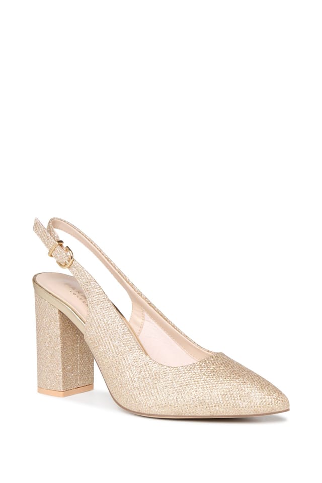 Paradox London Paradox London Women's Graziana' Wide Fit Block Heel Slingback Shoes in Gold - 3