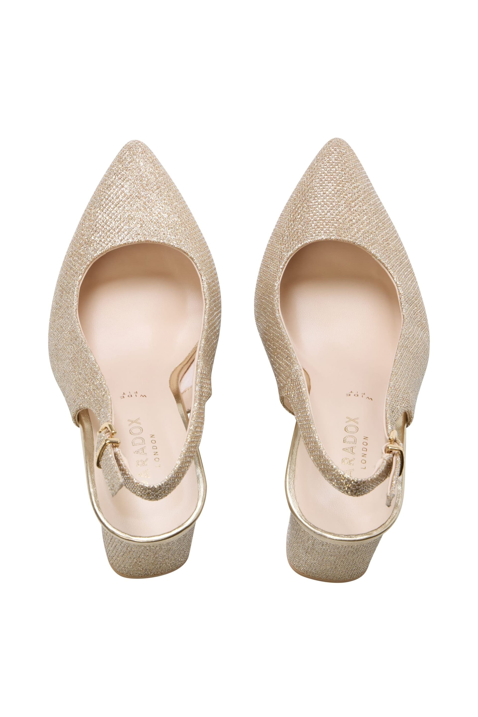 Paradox London Paradox London Women's Graziana' Wide Fit Block Heel Slingback Shoes in Gold - 4