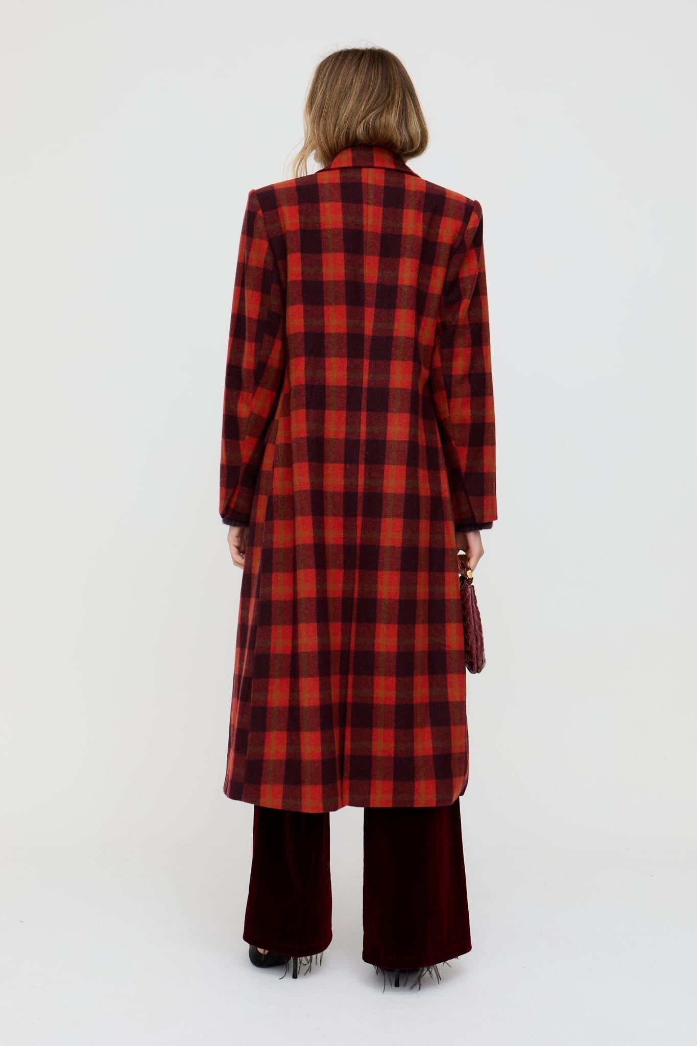 Lily and Lionel Lily and Lionel Women's Tamara Double Breasted Check Print Coat In Red - 4