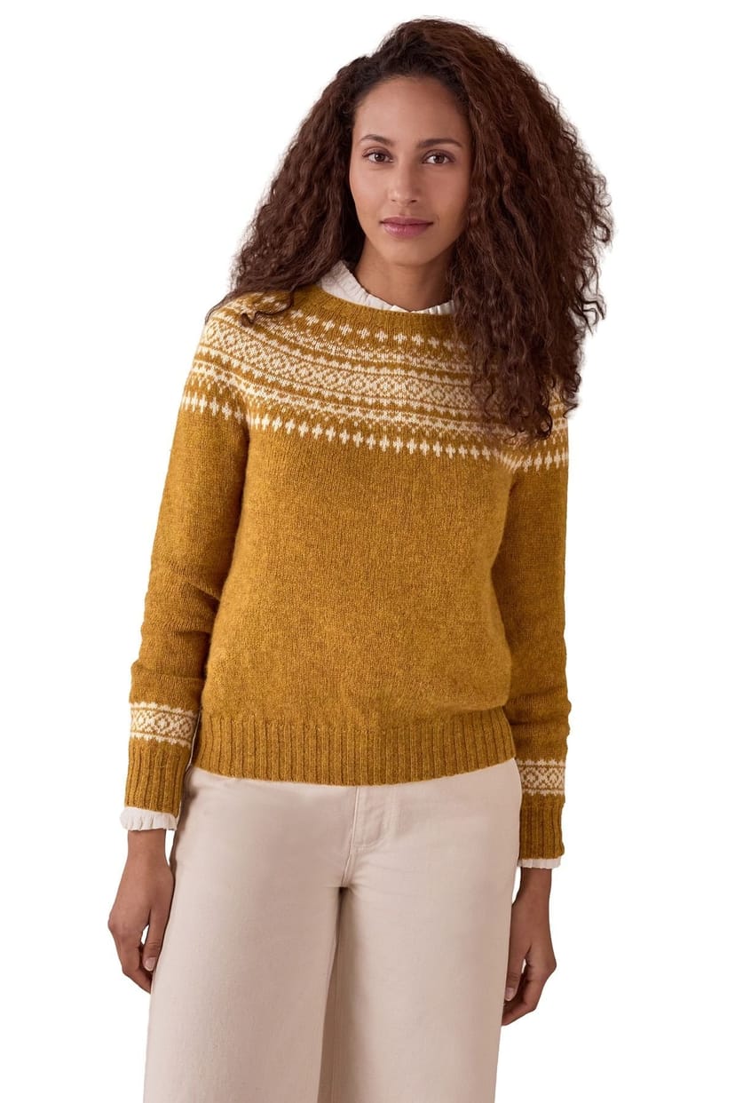 Celtic & Co Celtic & Co Women's Highlands Two-toned Crew Neck Sweater in Mustard - 1