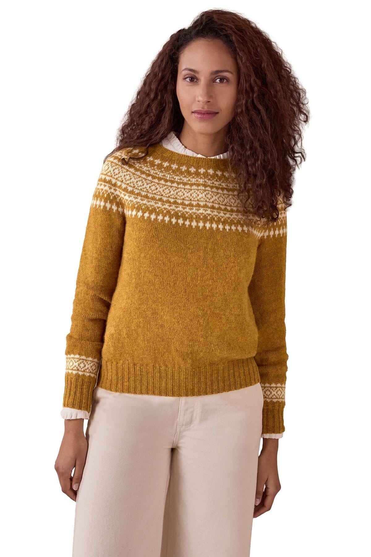 Celtic & Co Celtic & Co Women's Highlands Two-toned Crew Neck Sweater in Mustard - 1