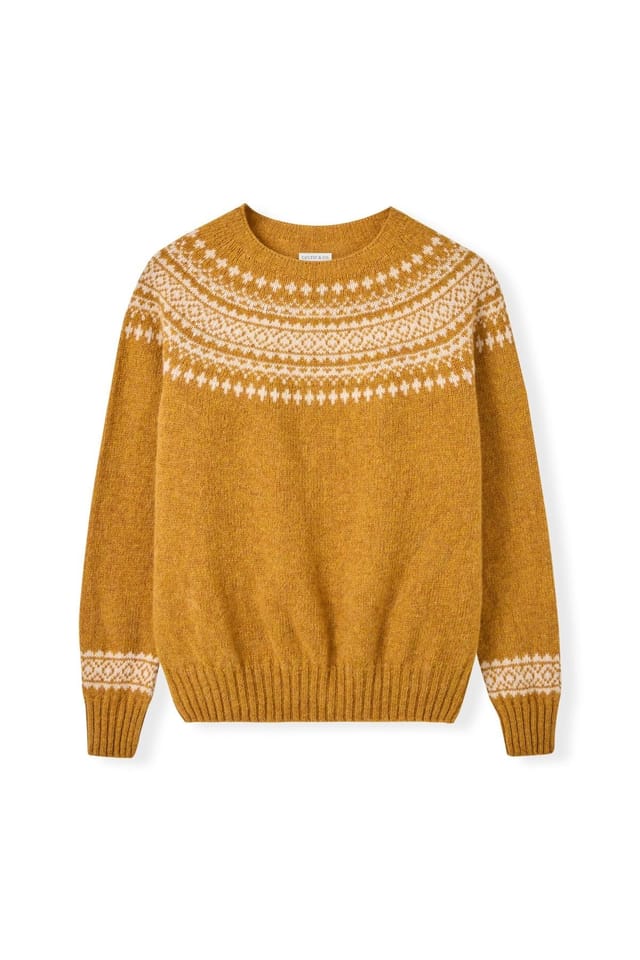 Celtic & Co Celtic & Co Women's Highlands Two-toned Crew Neck Sweater in Mustard - 2