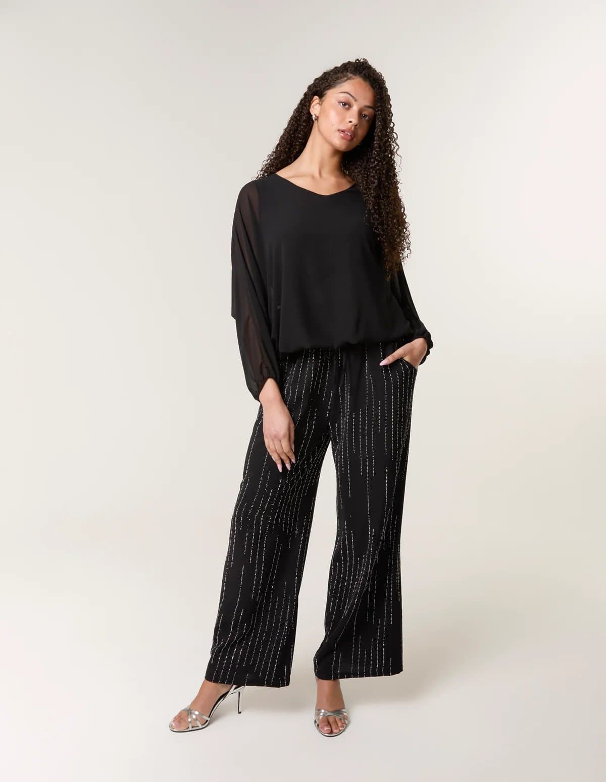 Blue Vanilla Sparkle Wide Leg Trousers