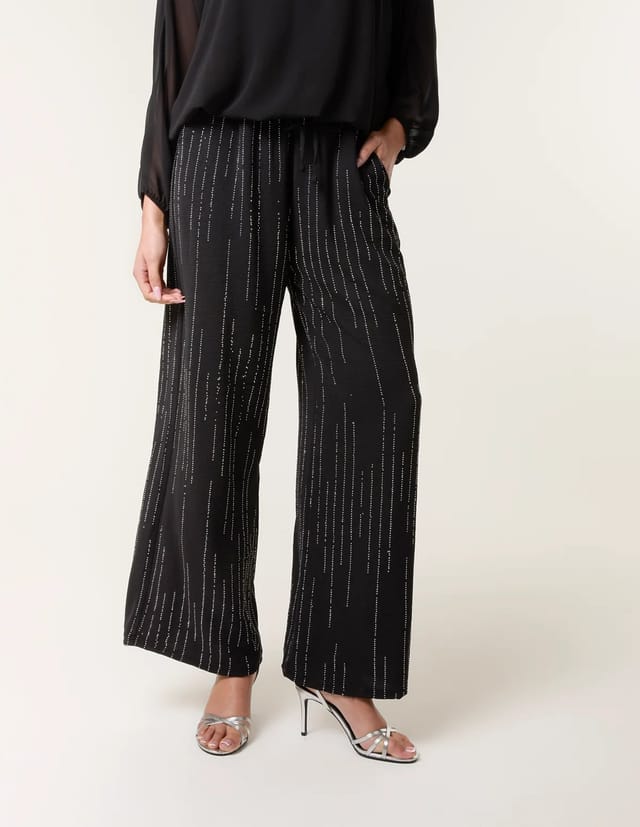 Blue Vanilla Sparkle Wide Leg Trousers - 2
