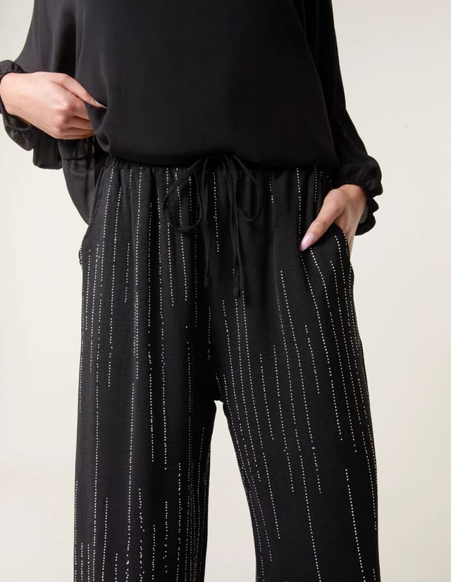 Blue Vanilla Sparkle Wide Leg Trousers - 3
