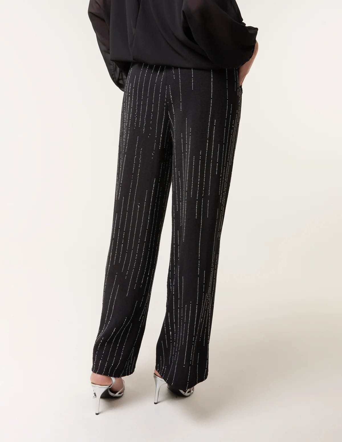 Blue Vanilla Sparkle Wide Leg Trousers - 4