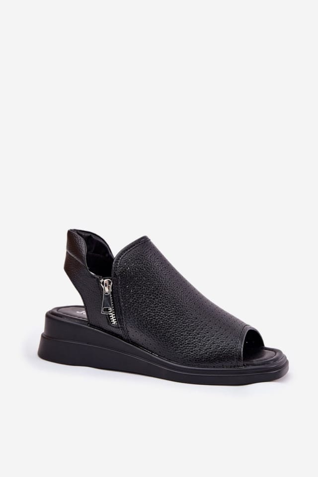Love Lace Love Lace Women's Jezzi Wedge Sandals Slip On Zipper Comfort Day in Black - 2