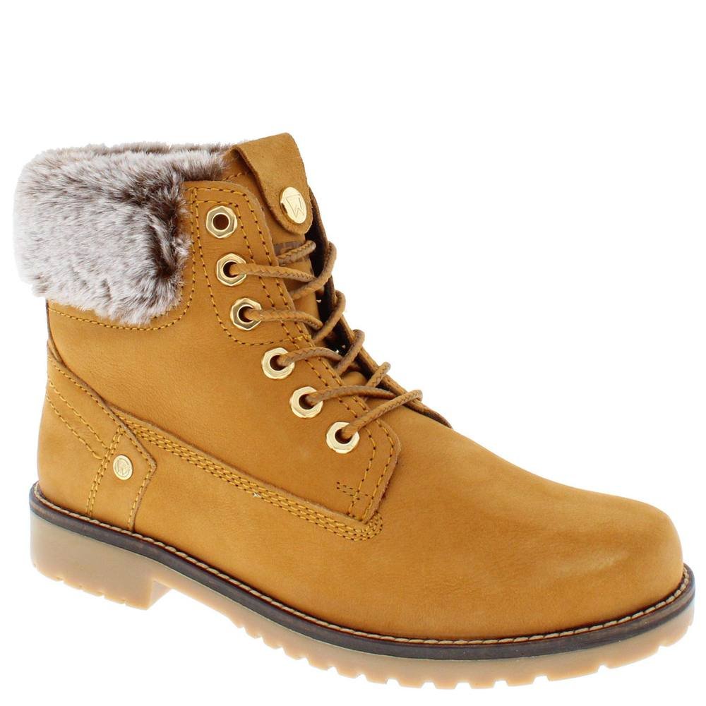 Wrangler Wrangler Women's Alaska Faux Fur Trim Lace Up Ankle Boots in Tan - 3