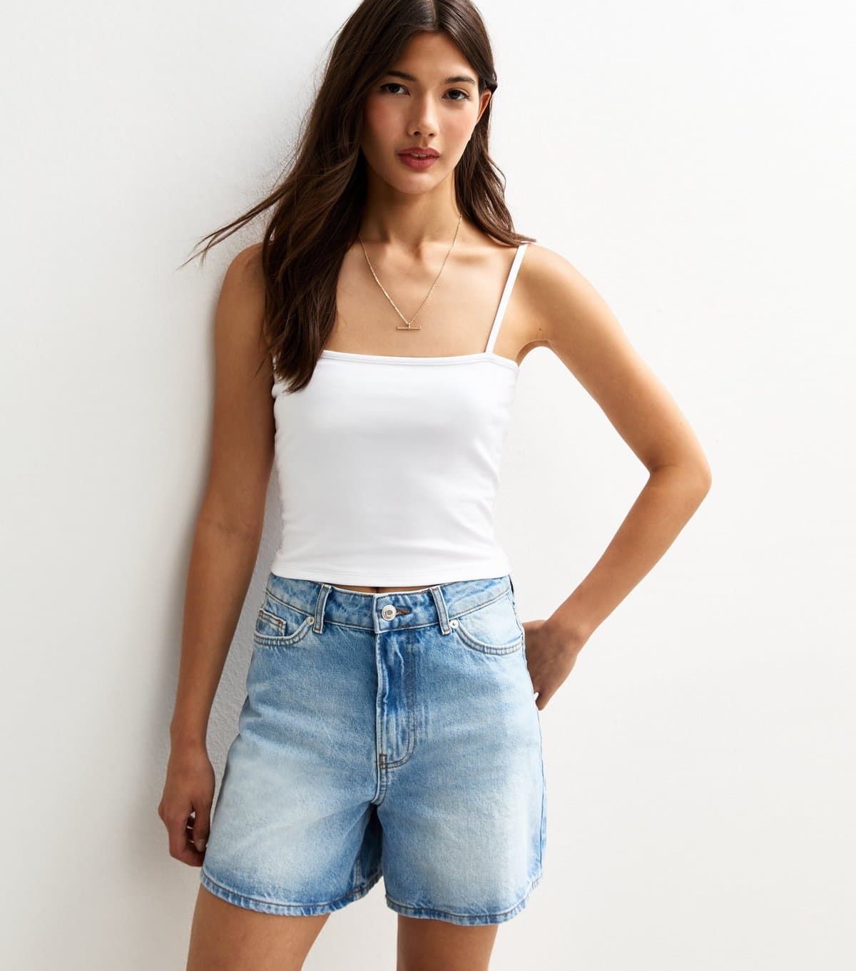 New Look New Look White Jersey Slim-Fit Cropped Cami Top