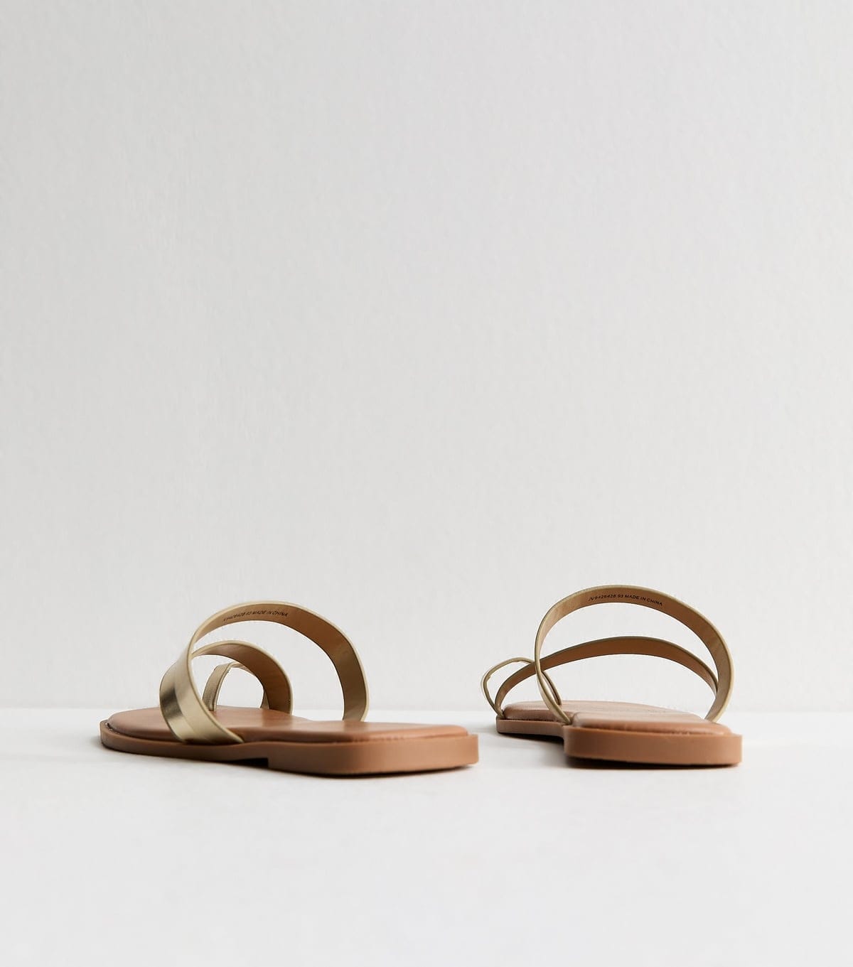 New Look Women's Gold Faux Leather Multi Strap Toe Post Sandals Vegan New Look - 4