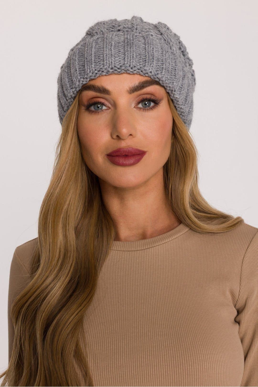 Love Lace Love Lace Grey Braided Knit Beanie Hat